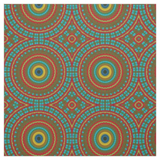 Red Teal Yellow Modern Ethnic Textile Tribal Print Fabric
