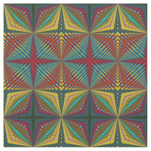 Red Teal Yellow Modern Ethnic Textile Tribal Print Fabric