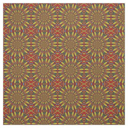 Red Teal Yellow Modern Ethnic Textile Tribal Print Fabric