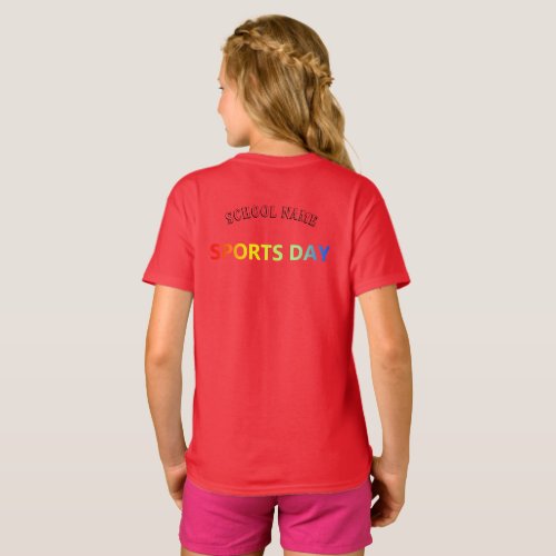 Red Team Cheer stand leading Squad _ sport Day  T_Shirt