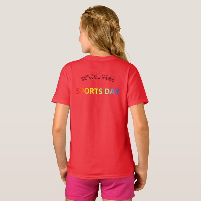 Red Team Cheer stand ,leading Squad - sport Day  T-Shirt (Back Full)