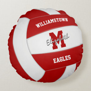 red team colors decor gifts volleyball room round pillow