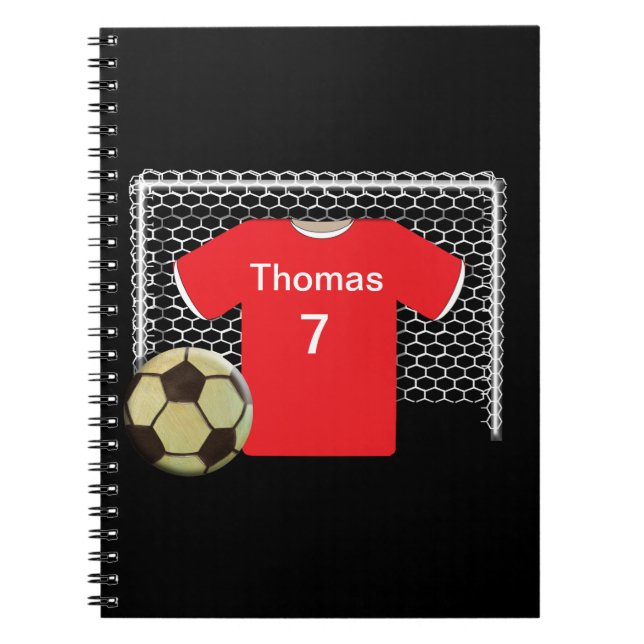 Red Team Personalized Soccer Shirt Notebook (Front)
