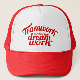 Red teamwork makes the dream work graphic hat
