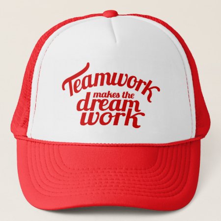 Red Teamwork Makes The Dream Work Graphic Hat