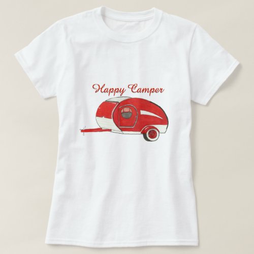 Red Teardrop Camping Womens TeeShirt T_Shirt