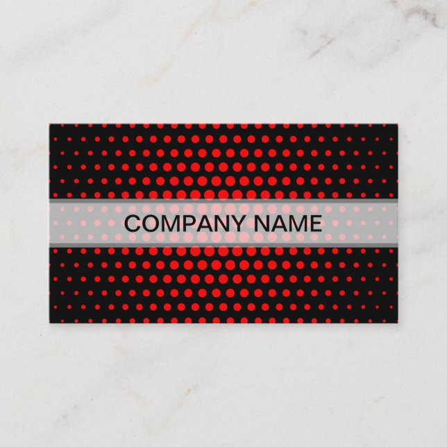 Red Techno Dots Modern Black Business Card (Front)