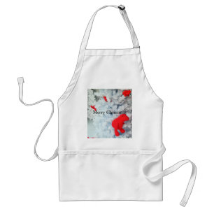 Red Teddy bear in Christmas Tree Adult Apron