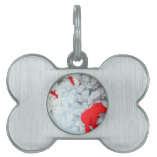 Red Teddy bear in Christmas Tree Pet ID Tag