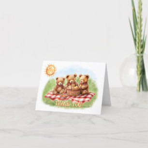 Red Teddy Bear Picnic Thank You Card