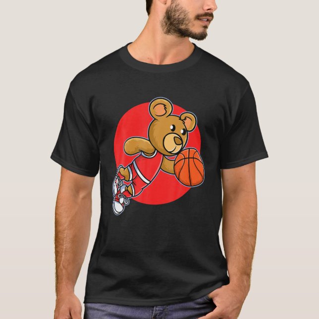 Red Teddy Bear Playing Basketball Sport | Men Wome T-Shirt (Front)