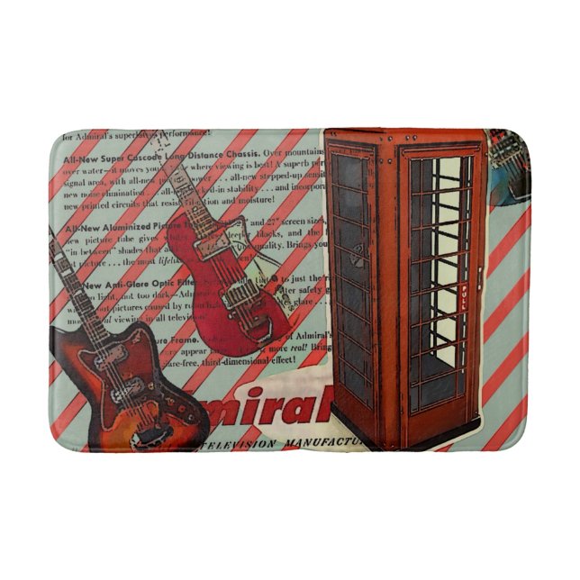 Red Telephone Band Rock n Roll Electric Guitar Bath Mat (Front)