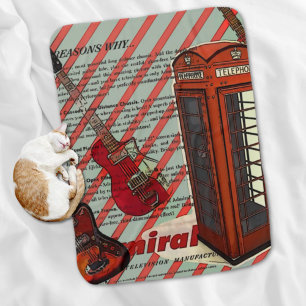 Red Telephone Band Rock n Roll Electric Guitar Stroller Blanket