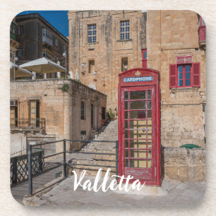 Red telephone booth in Valletta Malta Beverage Coaster