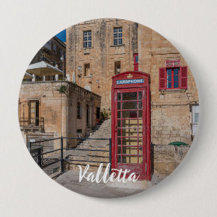 Red telephone booth in Valletta Malta Button
