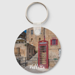Red telephone booth in Valletta Malta Keychain