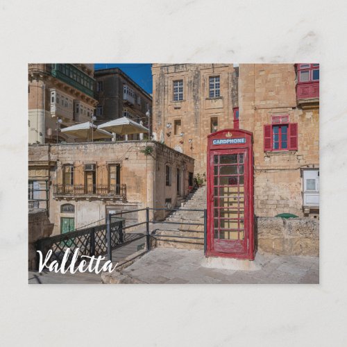 Red telephone booth in Valletta Malta Postcard