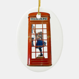Red Telephone Box for Oval Ornament