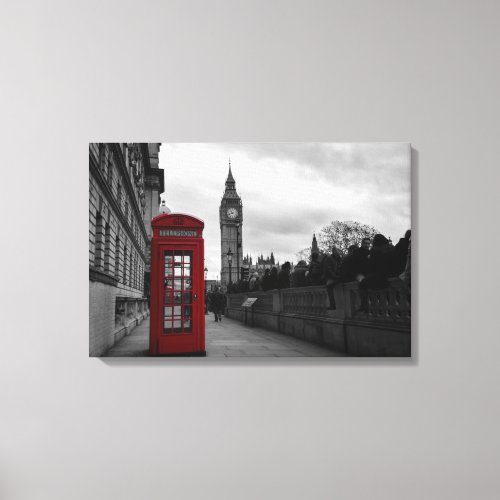 Red telephone box in London canvas