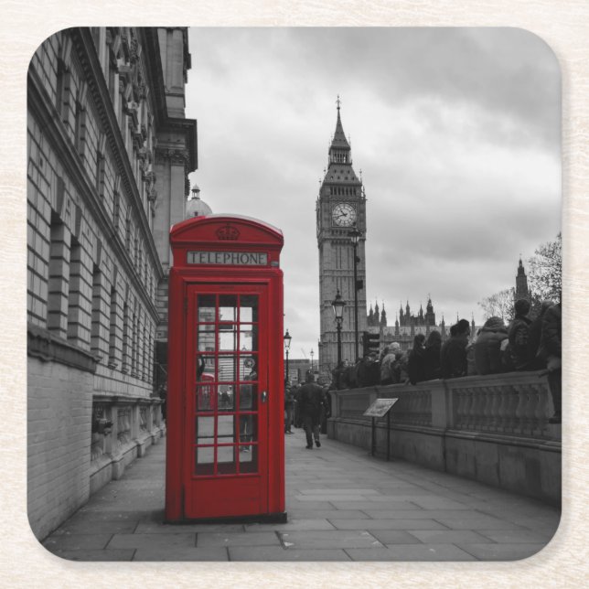 Red telephone box in London coaster (Front)