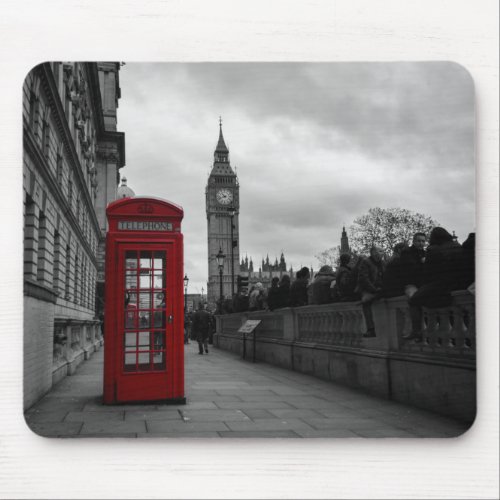 Red telephone box in London mousepad