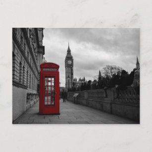 Red telephone box in London postcard