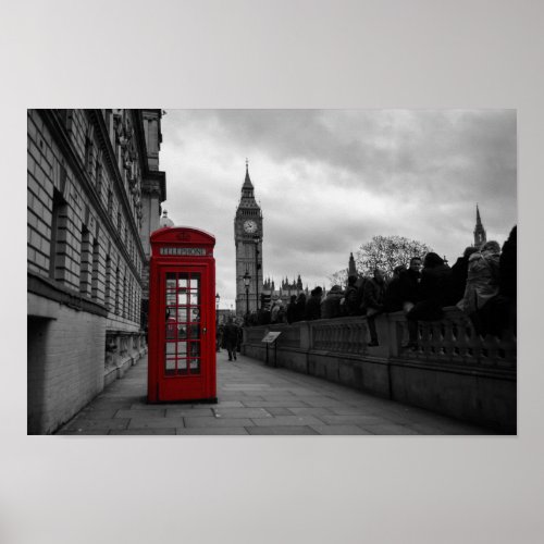Red telephone box in London poster print