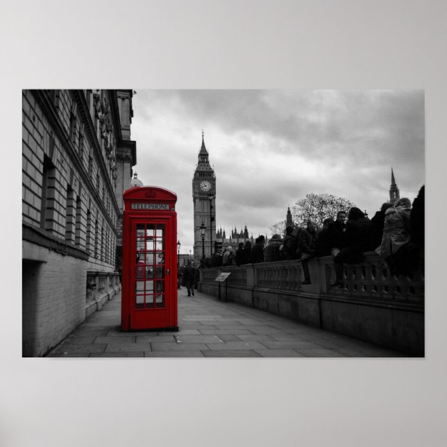 Red telephone box in London poster print (Front)