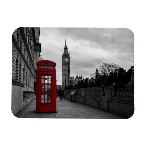 Red telephone box in London rectangular magnet
