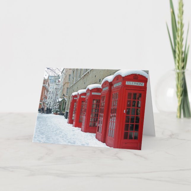 Red Telephone Boxes Holiday Card (Front)