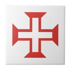 Red Templar Cross Ceramic Tile
