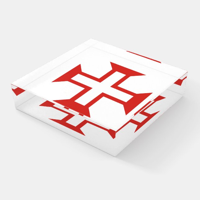 Red Templar Cross  Paperweight (Angled)