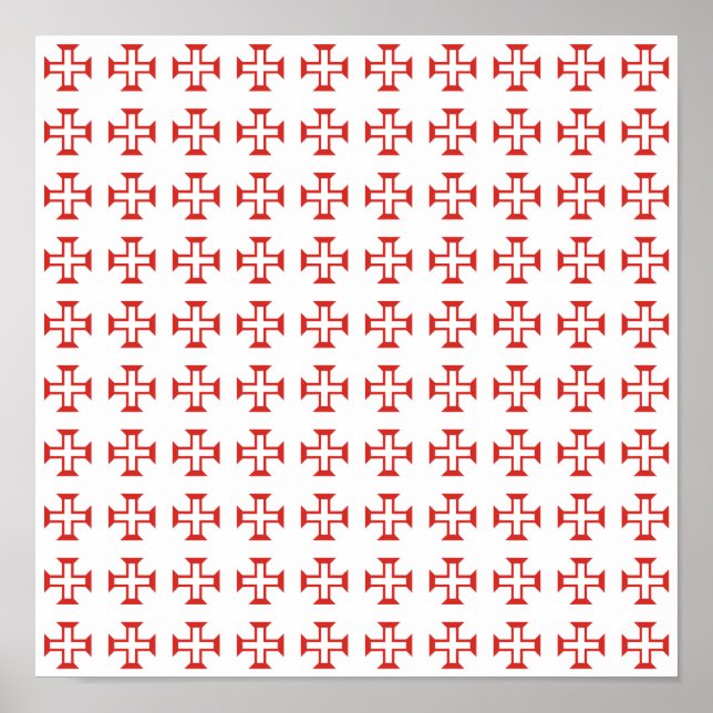 Red Templar Cross pattern Poster (Front)
