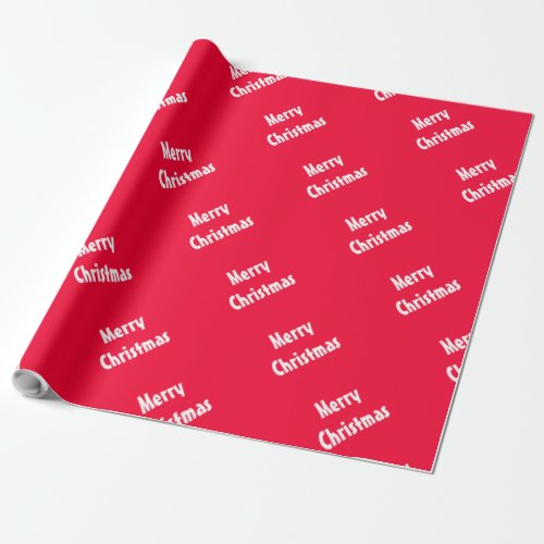 Red Template Merry Christmas Text Vintage Elegant Wrapping Paper