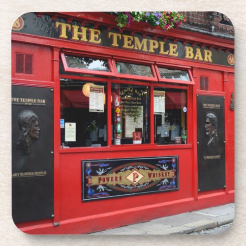Red Temple Bar pub in Dublin Beverage Coaster