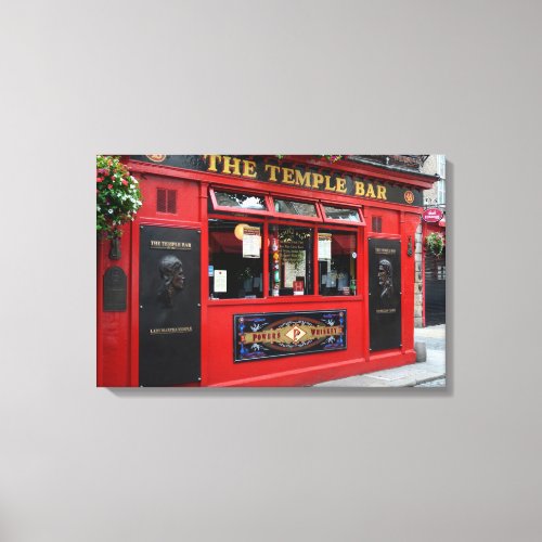 Red Temple Bar pub in Dublin canvas