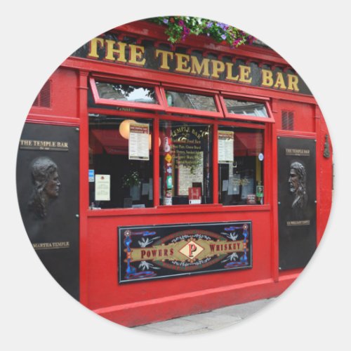Red Temple Bar pub in Dublin Classic Round Sticker