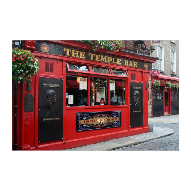 Red Temple Bar pub in Dublin, Ireland Acrylic Print (Front)