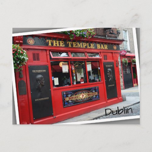 Red Temple Bar pub in Dublin Ireland Postcard