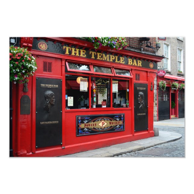 Red Temple Bar pub in Dublin photo Print (Front)