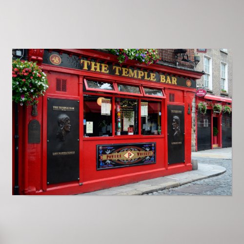 Red Temple Bar pub in Dublin poster