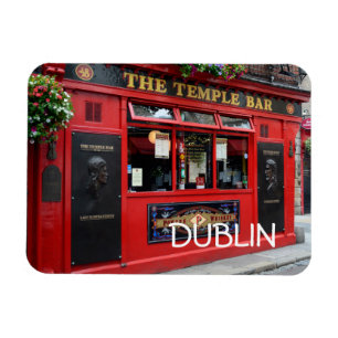 Red Temple Bar pub in Dublin rectangular magnet