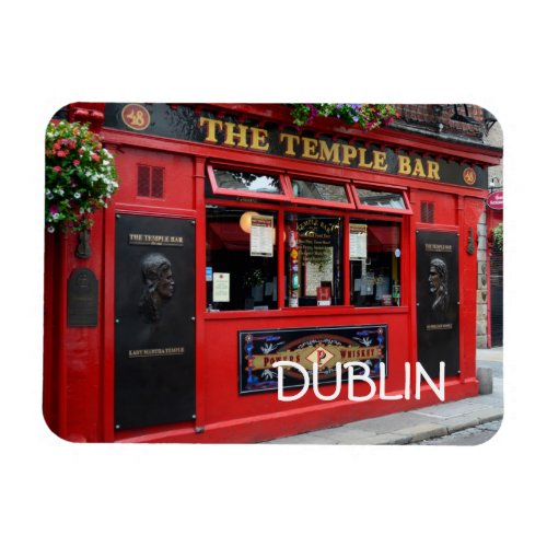 Red Temple Bar pub in Dublin rectangular magnet