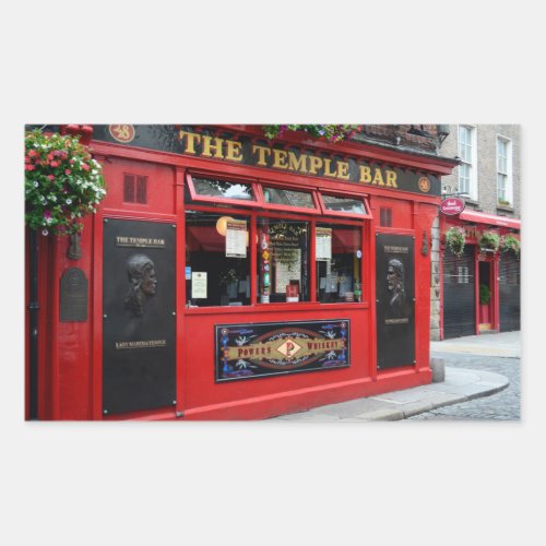 Red Temple Bar pub in Dublin Rectangular Sticker