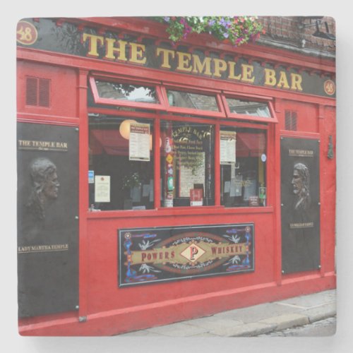 Red Temple Bar pub in Dublin stone coaster