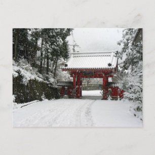 Red Temple Gate in Snow Postcard