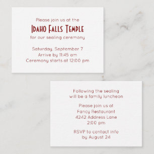 Red Temple Sealing & Meal Invitation