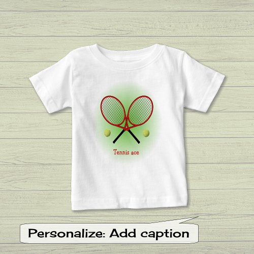 Red tennis ace add name or text baby T_Shirt