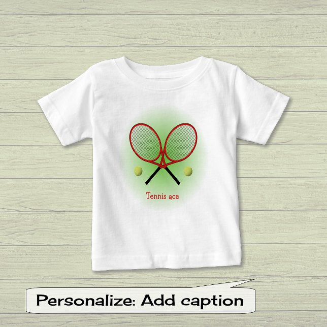 Red tennis ace add name or text baby T-Shirt (Creator Uploaded)