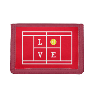 Red tennis court velcro trifold wallet